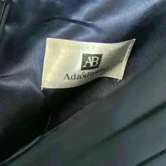 Navy Ruched Column Off Shoulder Long Gown Size 16 - Picture 5 of 9